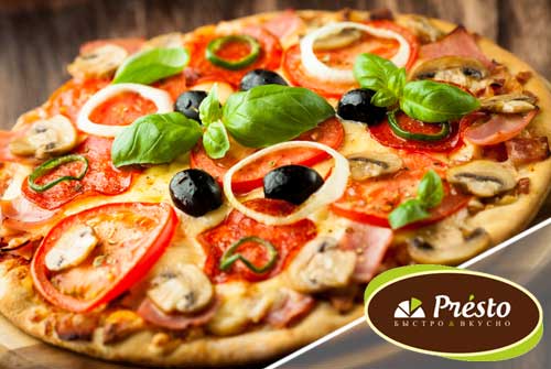 15 видов пиццы со скидкой 50% от кафе «Presto» 