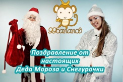 Поздравление Деда Мороза и Снегурочки от праздничного агентства «99 бананов»